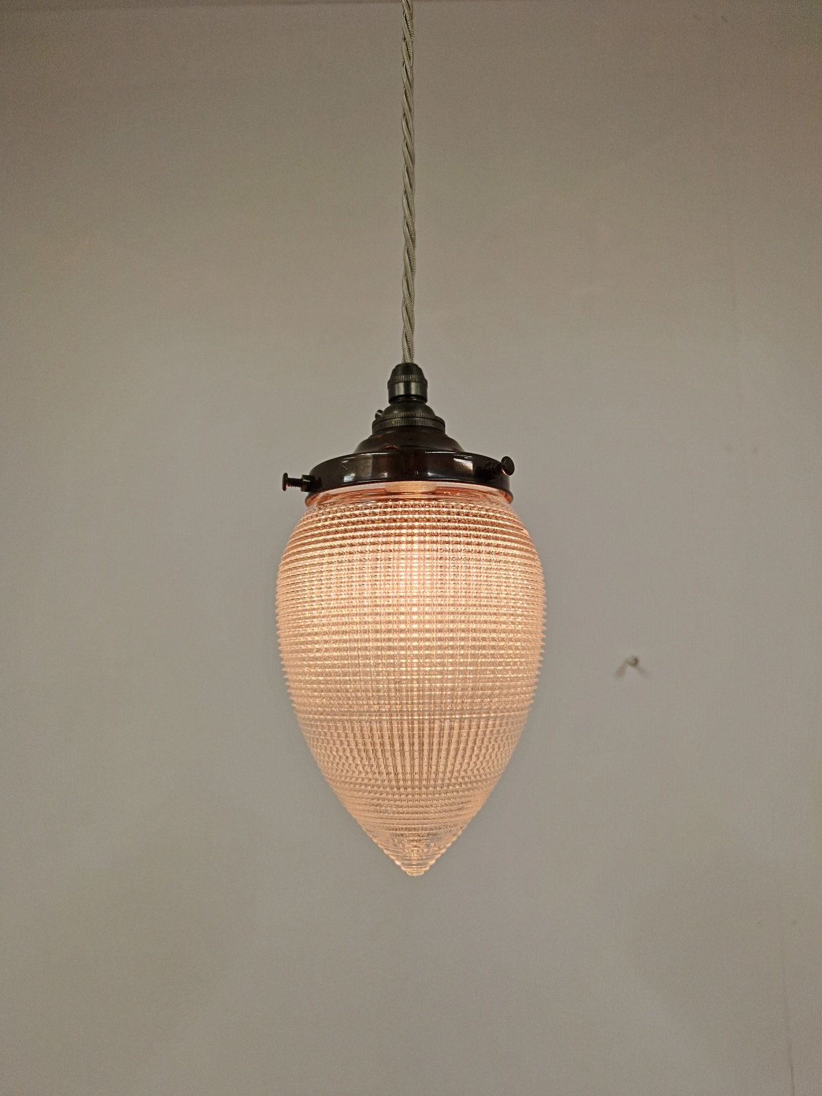 The Holophane Company | 2 Holophane Glass "Pineapple" Pendants | England c.1905 | SOLD - Image 6