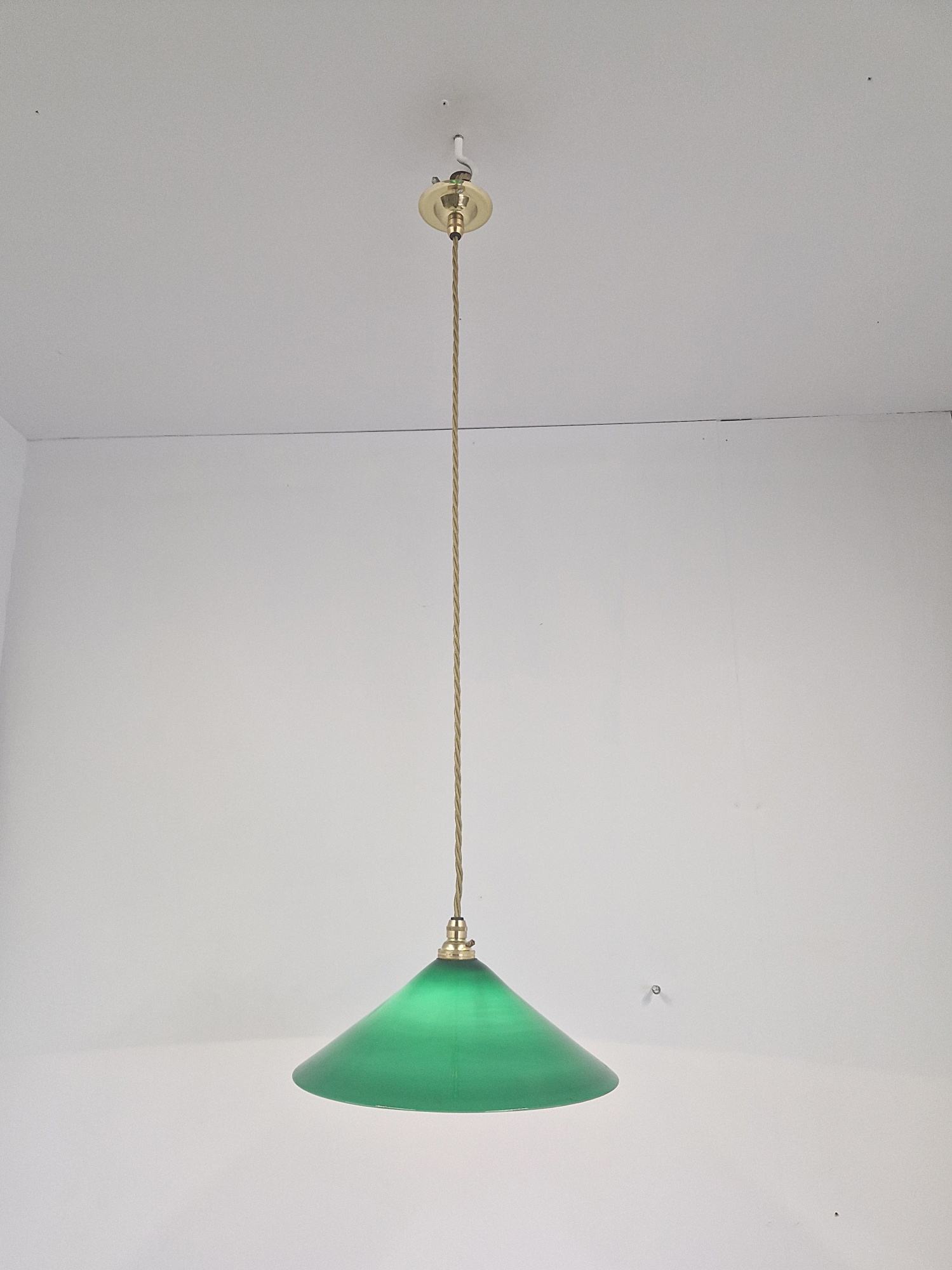 Unsigned | Green-Glass "Coolie" Pendant Lampshade | England 1st Half c.20th - Image 2