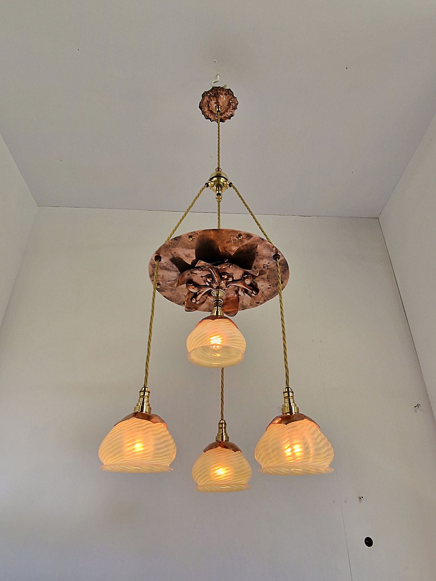 Style of W.A.S Benson with James Powell & Sons | An Arts & Crafts Cluster Ceiling Light | England c.1900 | SOLD - Image 4