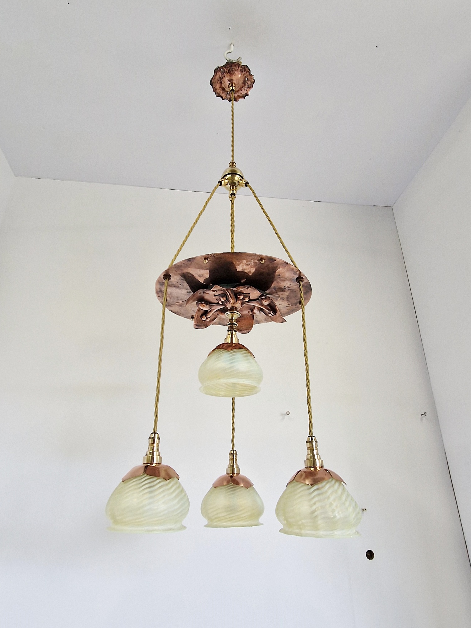 Style of W.A.S Benson with James Powell & Sons | An Arts & Crafts Cluster Ceiling Light | England c.1900 | SOLD - Image 5