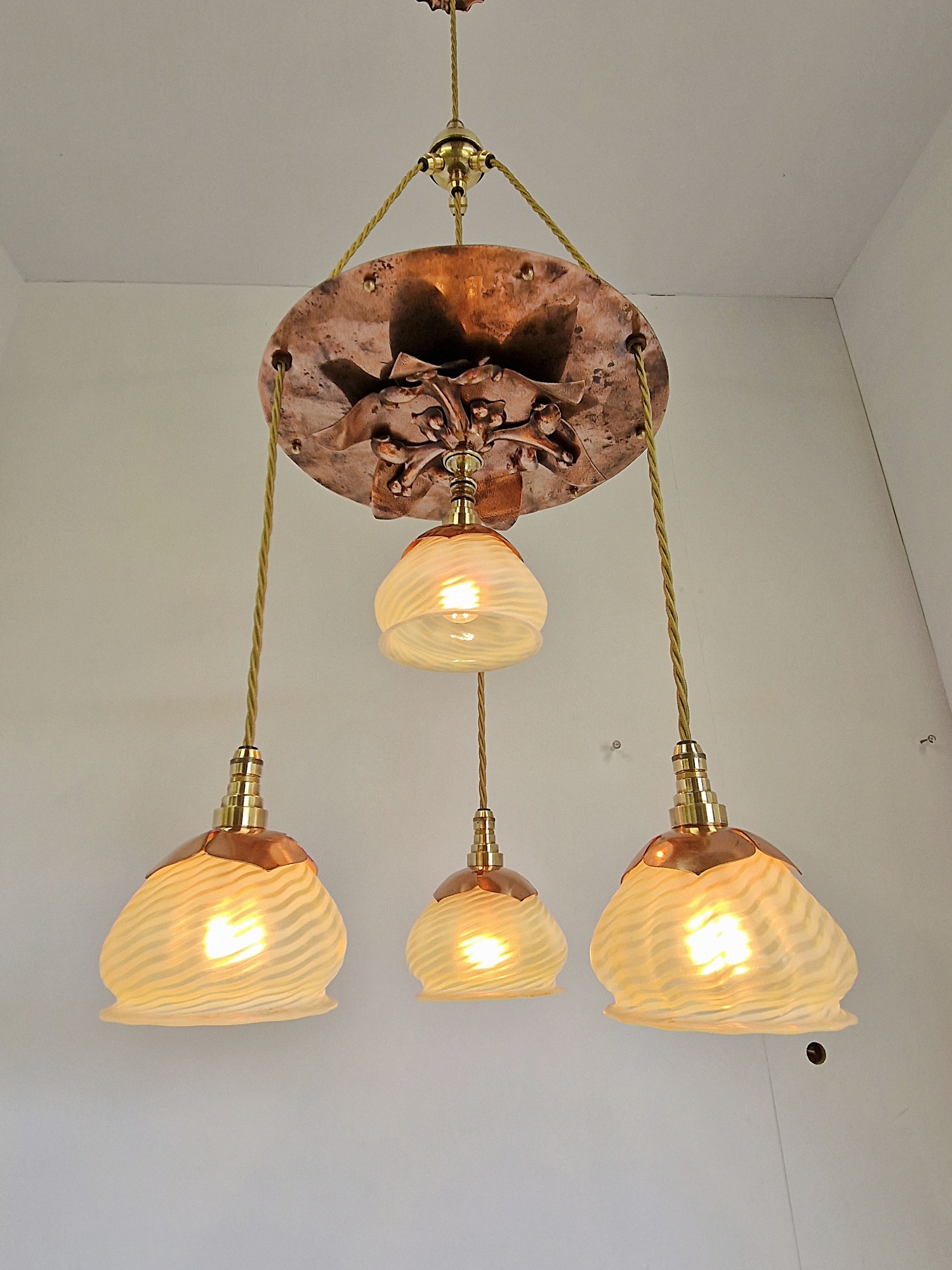 Style of W.A.S Benson with James Powell & Sons | An Arts & Crafts Cluster Ceiling Light | England c.1900 | SOLD - Image 6