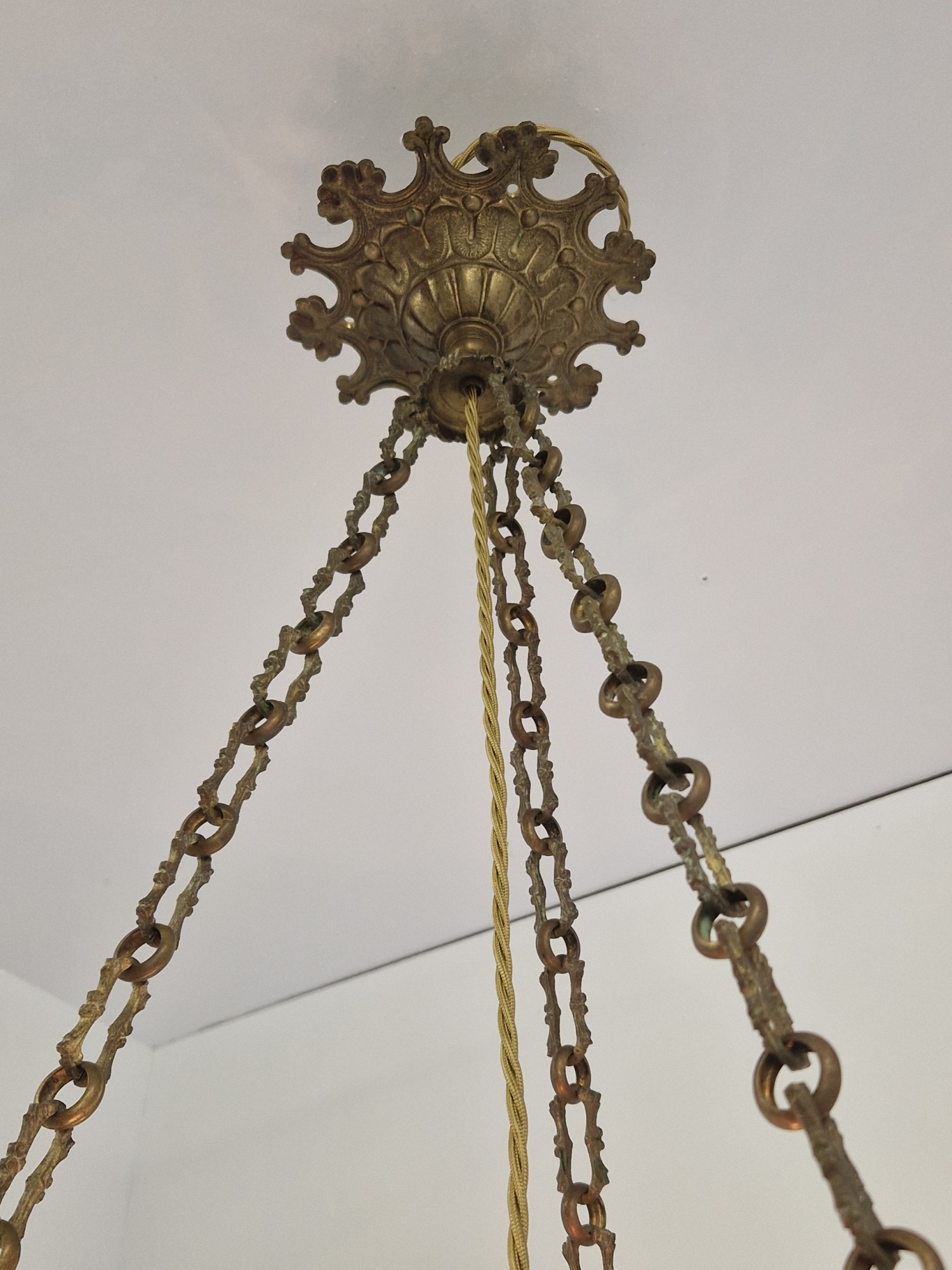 Unsigned | Rare Cut-Glass Plafonnier | England c.1905 - Image 8