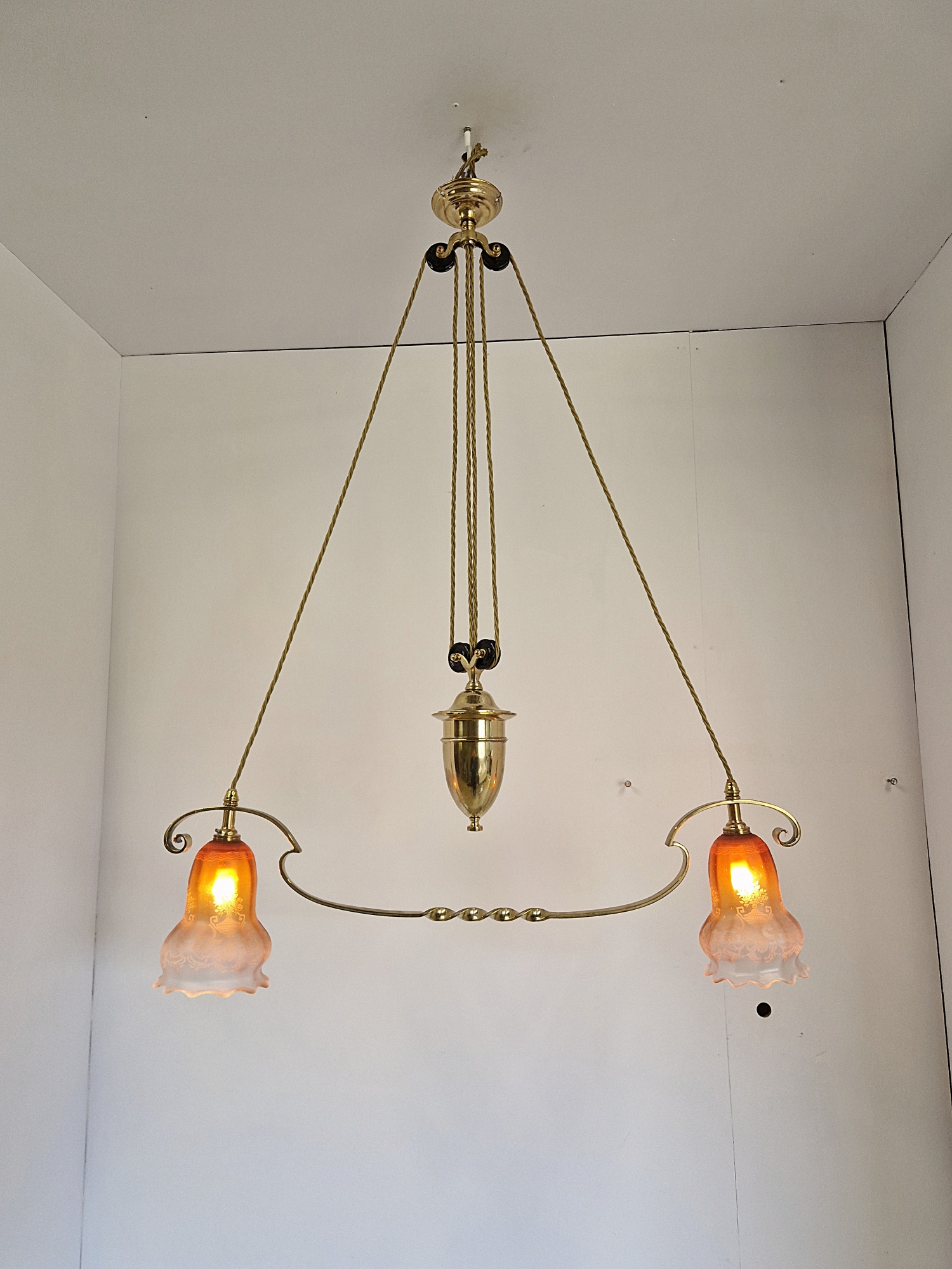 Unsigned Edwardian "Rise & Fall" Ceiling Light England c.1905