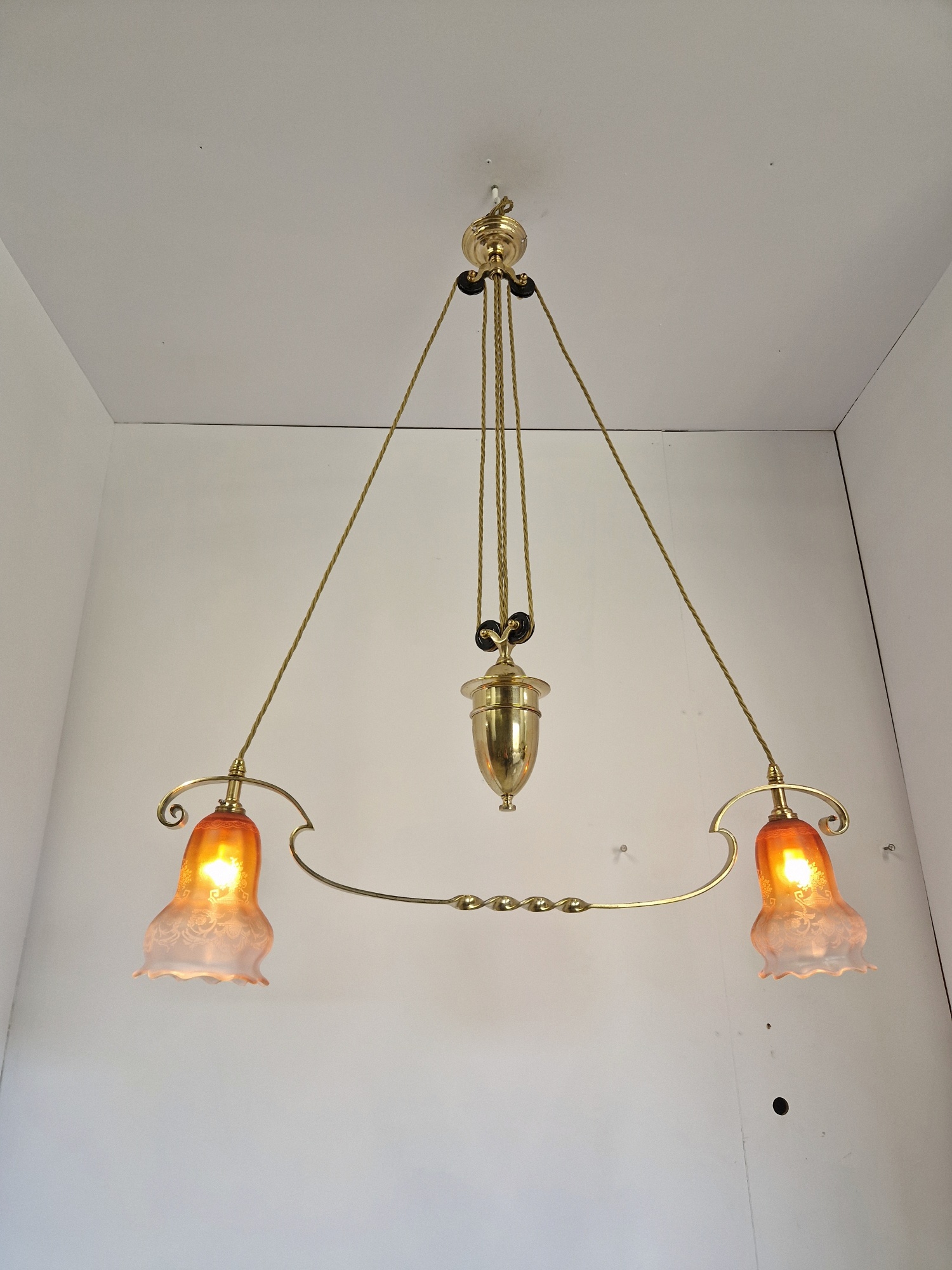 Unsigned Edwardian "Rise & Fall" Ceiling Light England c.1905