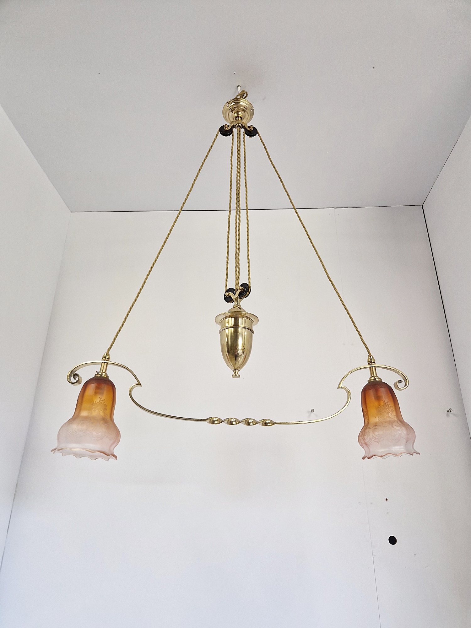 Unsigned | Edwardian "Rise & Fall" Ceiling Light | England c.1905 - Image 5