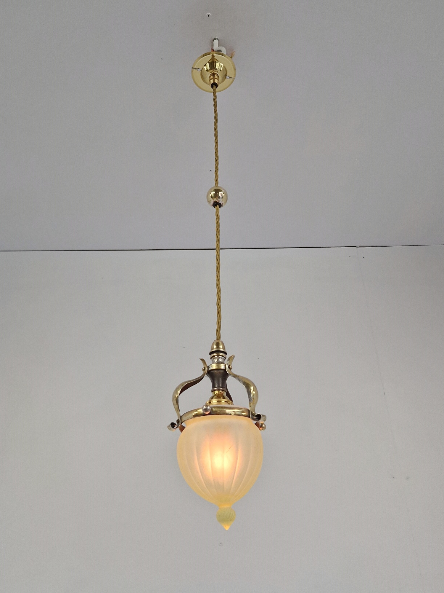 James Powell & Sons (Whitefriars) | Arts & Crafts Pendant Light | England c.1900 | SOLD - Image 4
