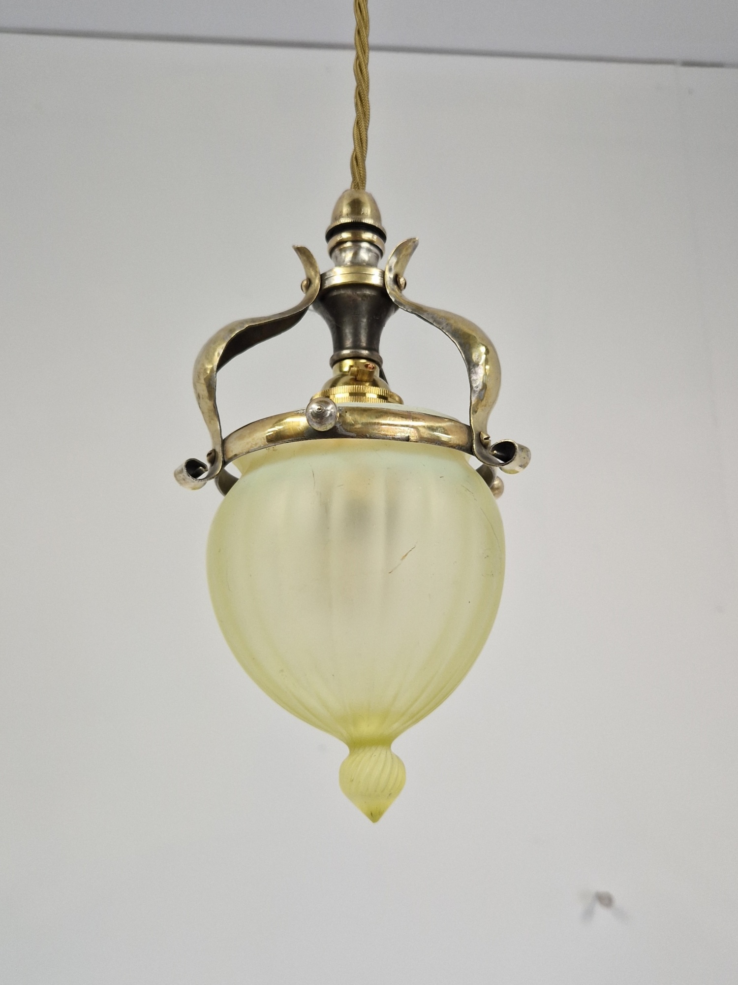 James Powell & Sons (Whitefriars) | Arts & Crafts Pendant Light | England c.1900 | SOLD - Image 7
