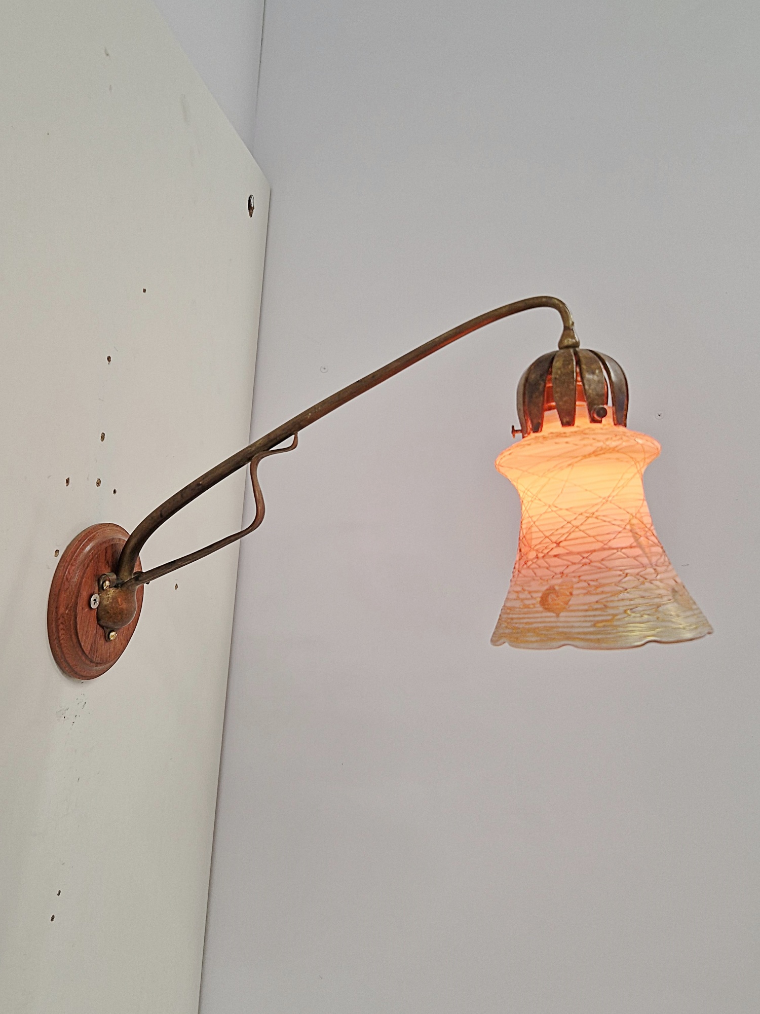 Quezal Art Glass Art Nouveau Wall Light France & U.S.A c.1900