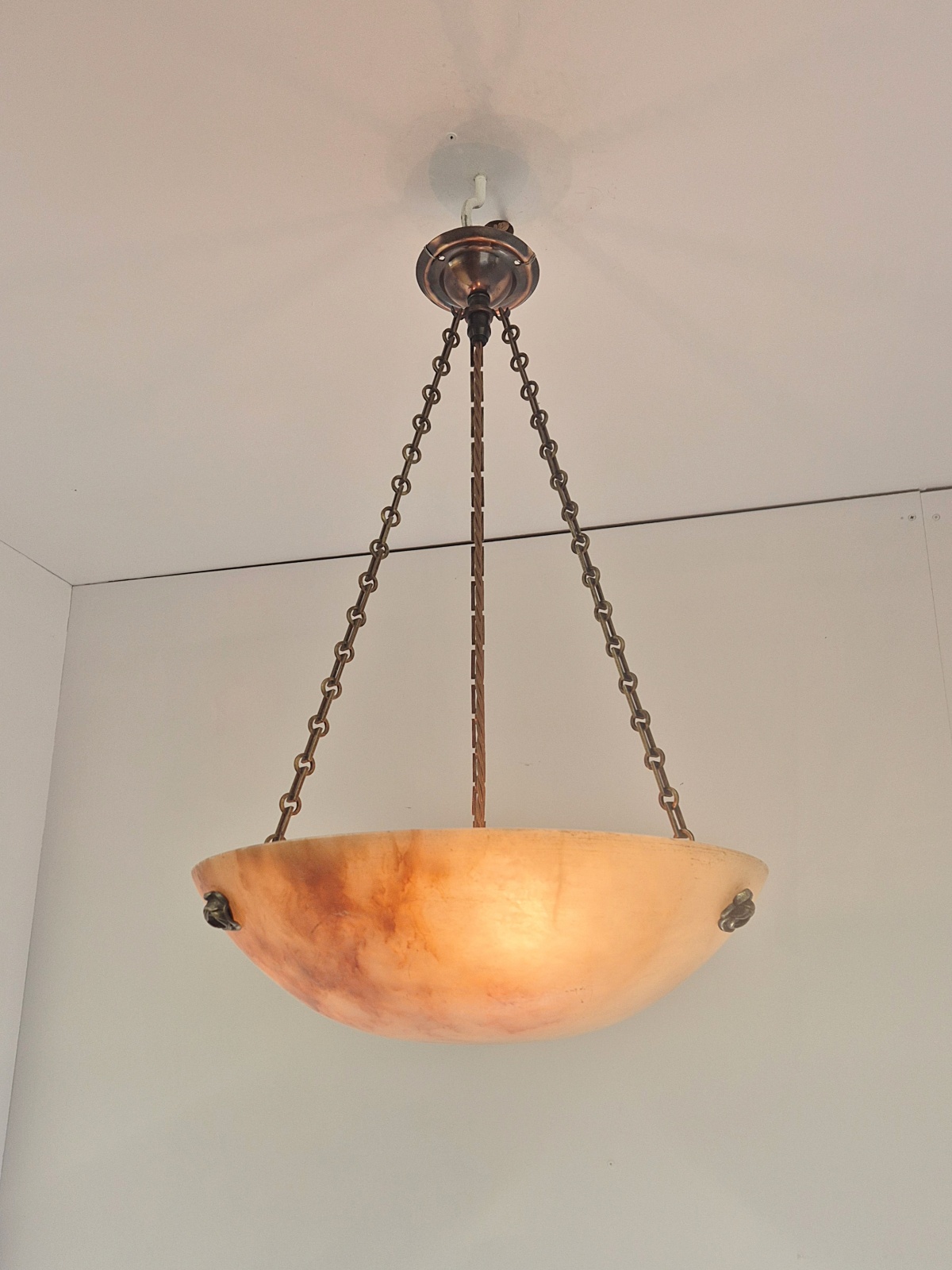 Unsigned | Medium Alabaster Plafonnier | France Early c.20th | SOLD - Image 2