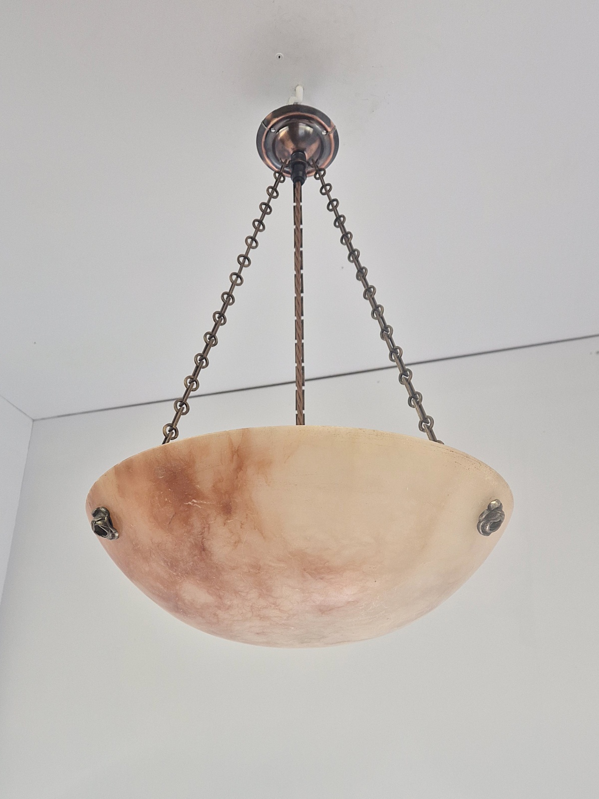 Unsigned | Medium Alabaster Plafonnier | France Early c.20th | SOLD - Image 5