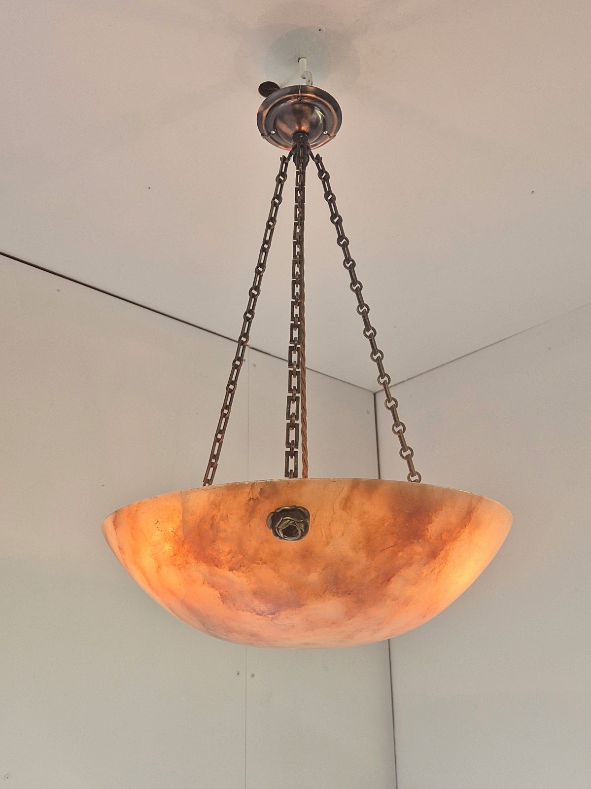 Unsigned | Medium Alabaster Plafonnier | France Early c.20th | SOLD - Image 6