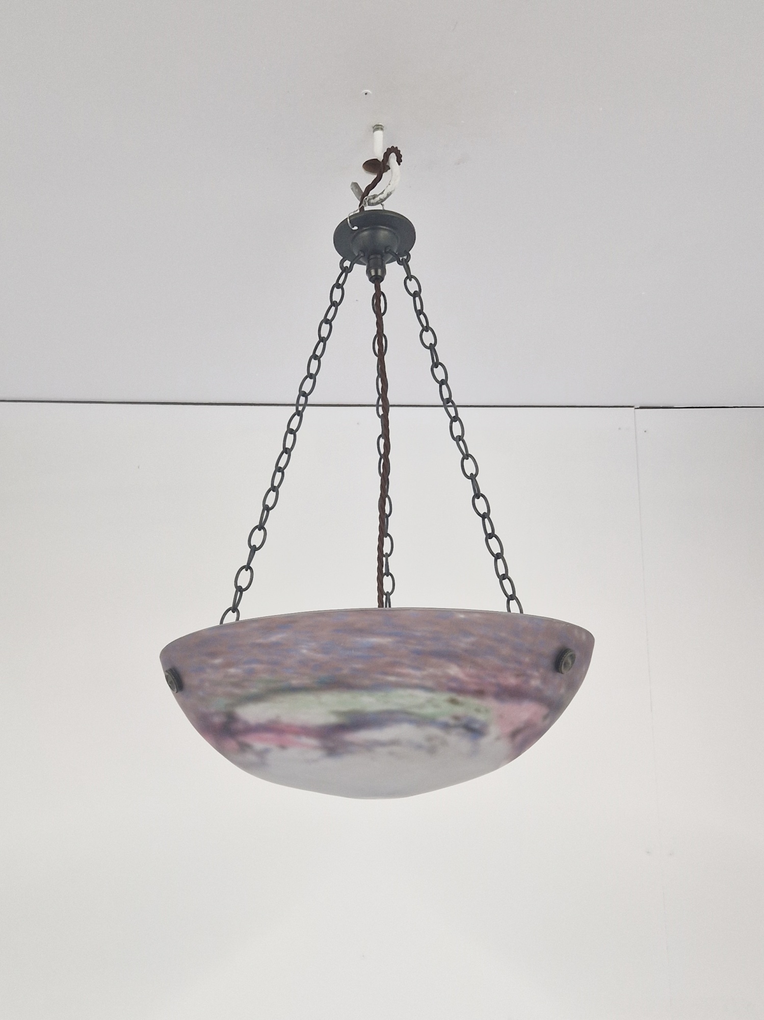 Muller Frères, Luneville | Pate-de-verre Plafonnier | White Central Mottling | SOLD - Image 3