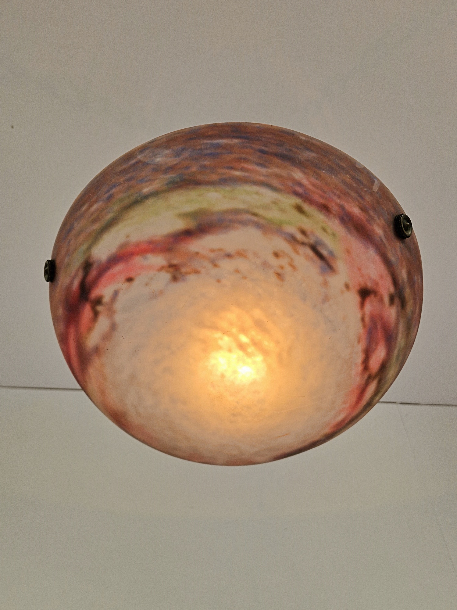 Muller Frères, Luneville | Pate-de-verre Plafonnier | White Central Mottling | SOLD - Image 6