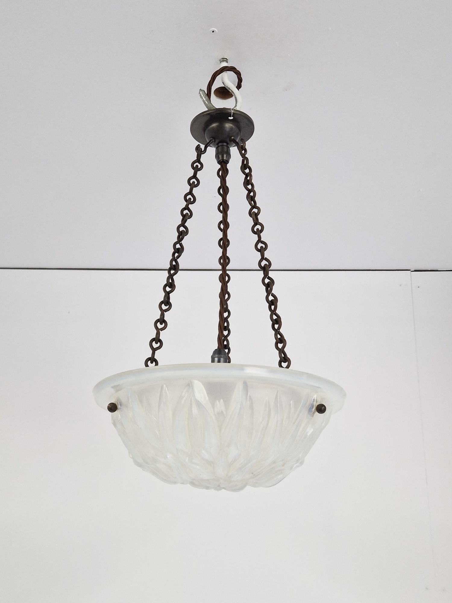 Style of René Lalique | Petite "Opalescent" Plafonnier | France c.1930 | SOLD - Image 3