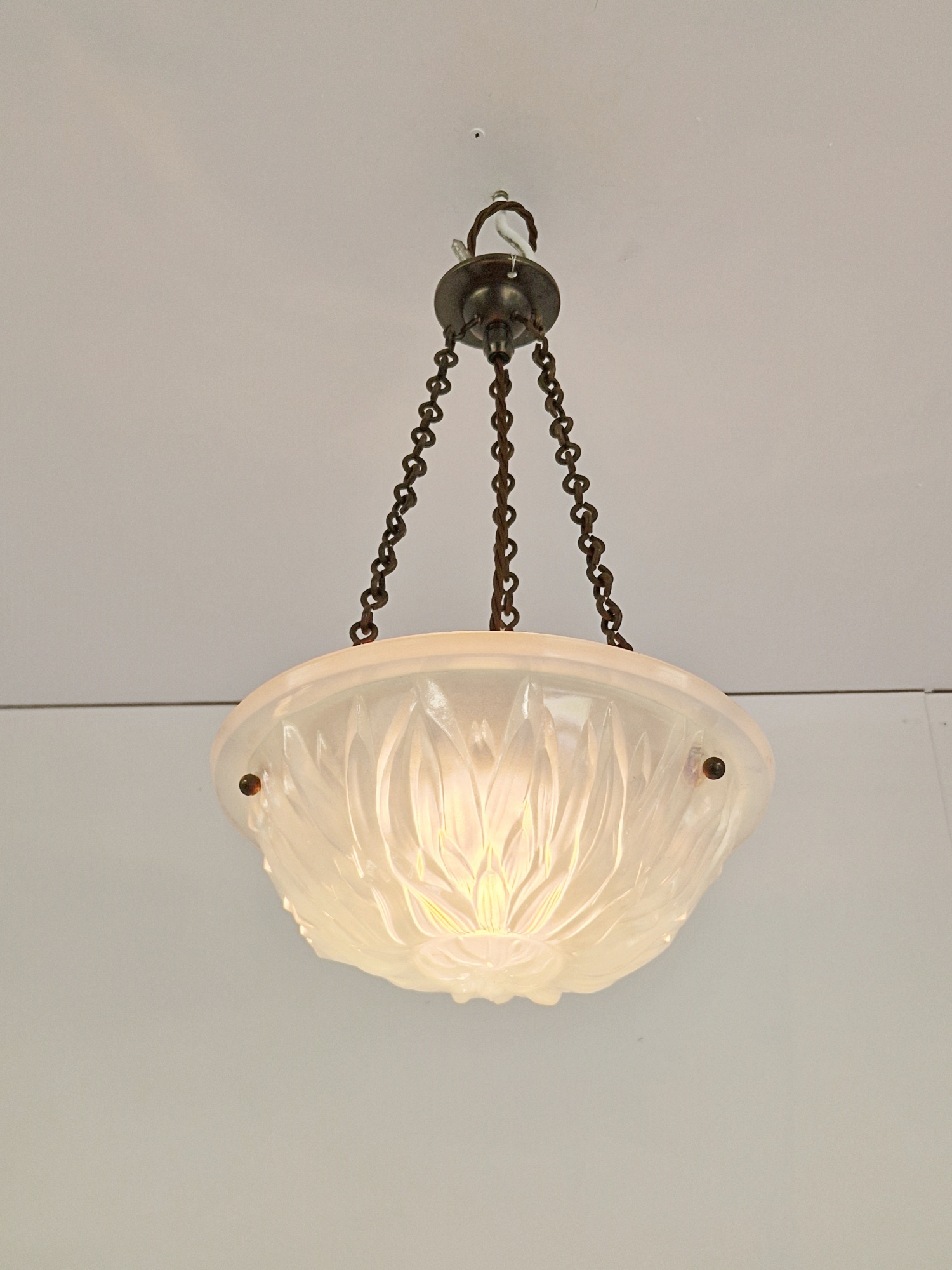 Style of René Lalique | Petite "Opalescent" Plafonnier | France c.1930 | SOLD - Image 4