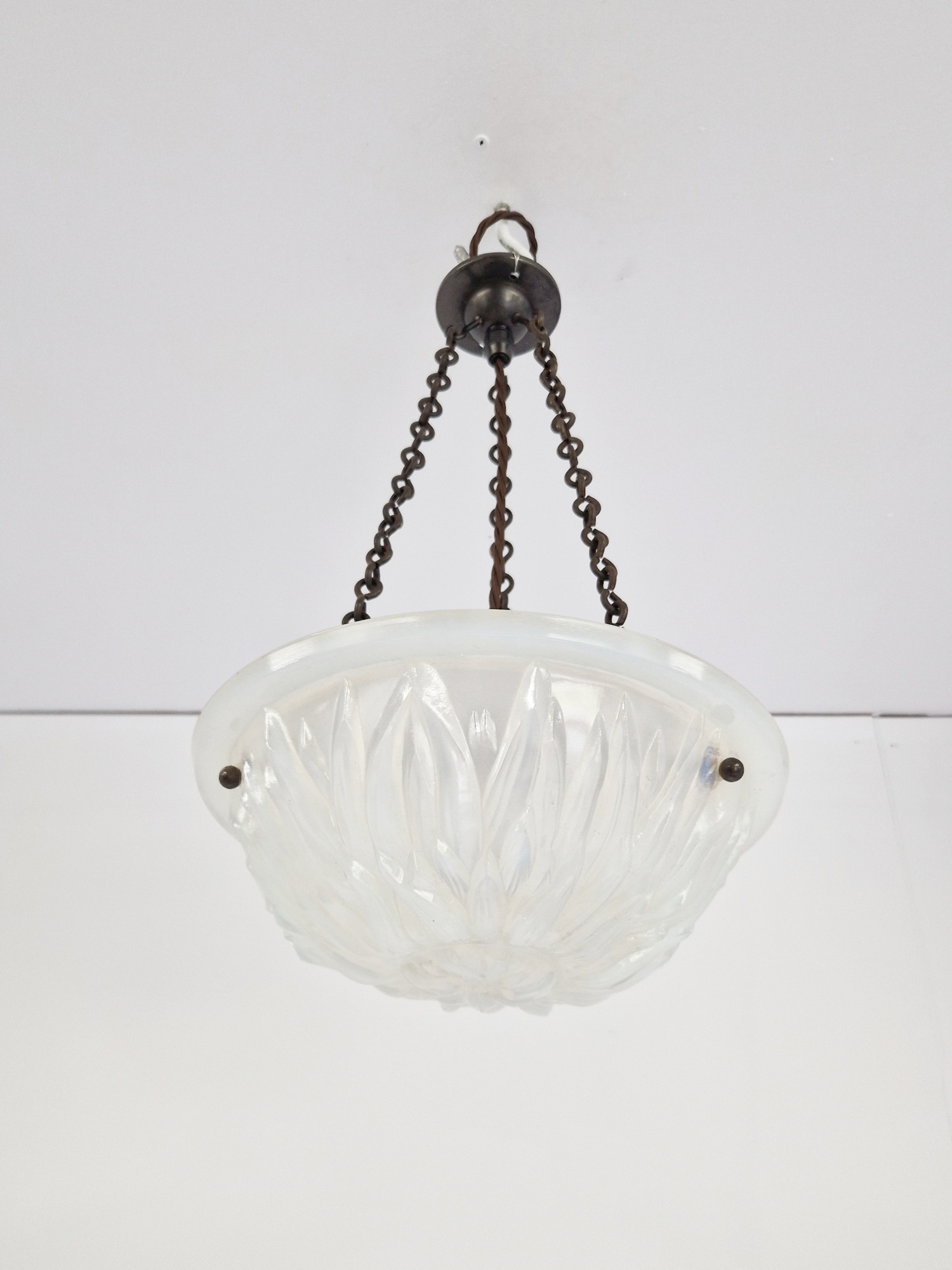 Style of René Lalique | Petite "Opalescent" Plafonnier | France c.1930 | SOLD - Image 5