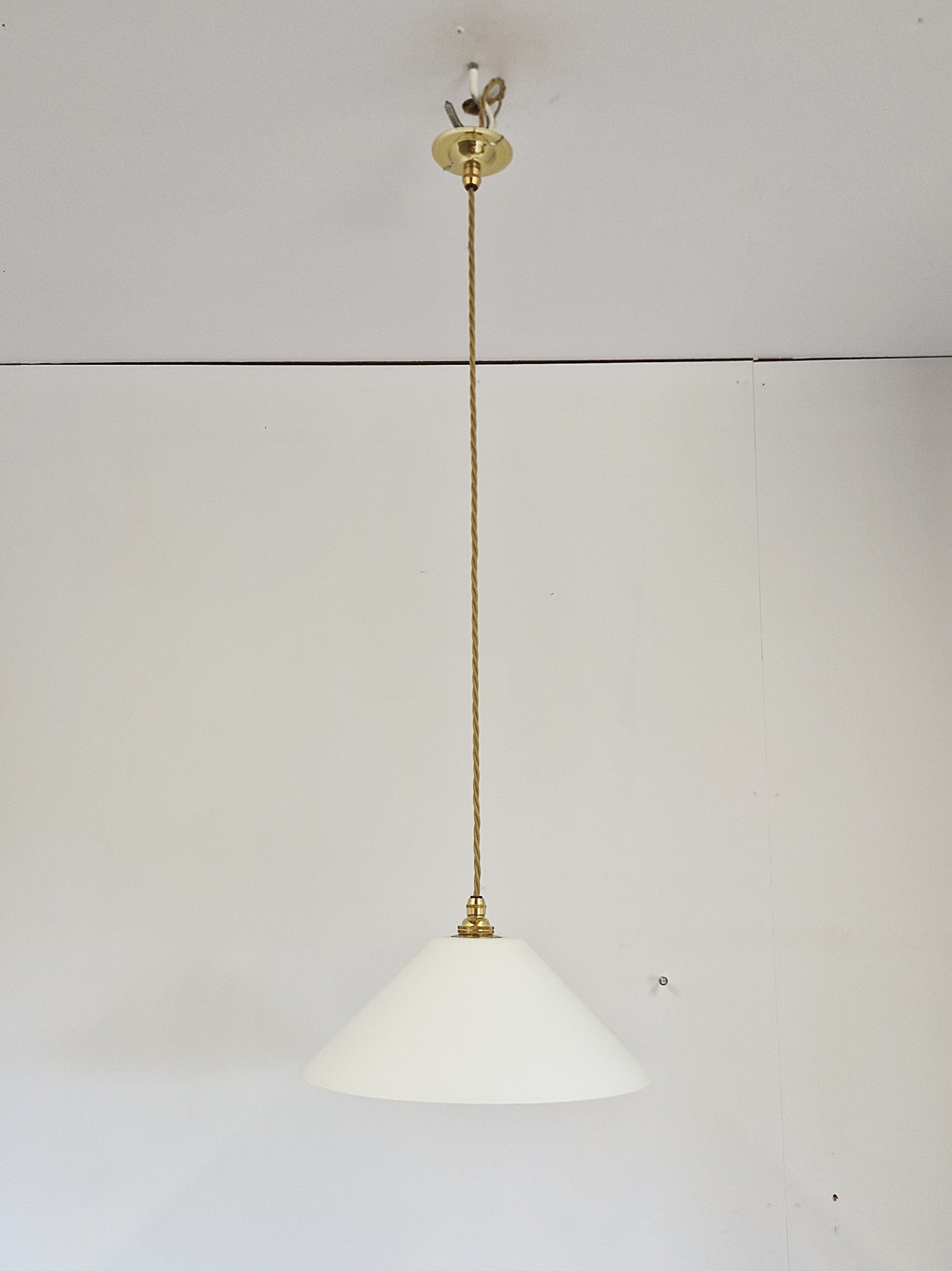 Unsigned | 2 Large White-Glass "Coolie" Pendant Lampshades | England 1st Half c.20th | SOLD - Image 3