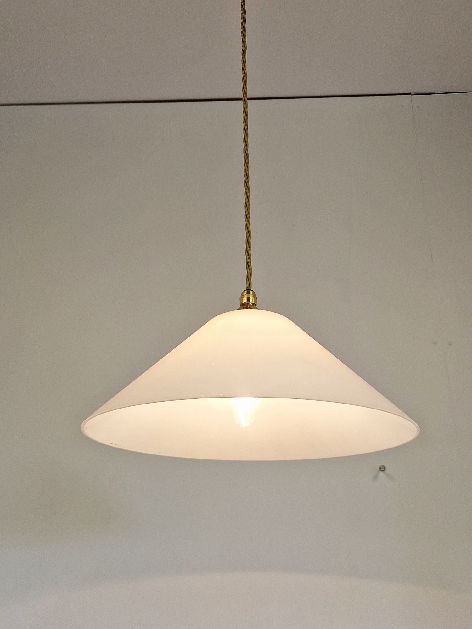 Unsigned | 2 Large White-Glass "Coolie" Pendant Lampshades | England 1st Half c.20th | SOLD - Image 6