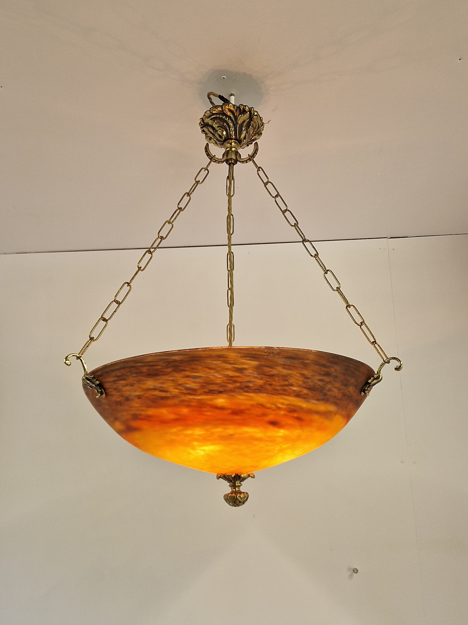 Muller Frères, Luneville | Large Pate-de-verre Plafonnier | France c.1920 | SOLD - Image 2