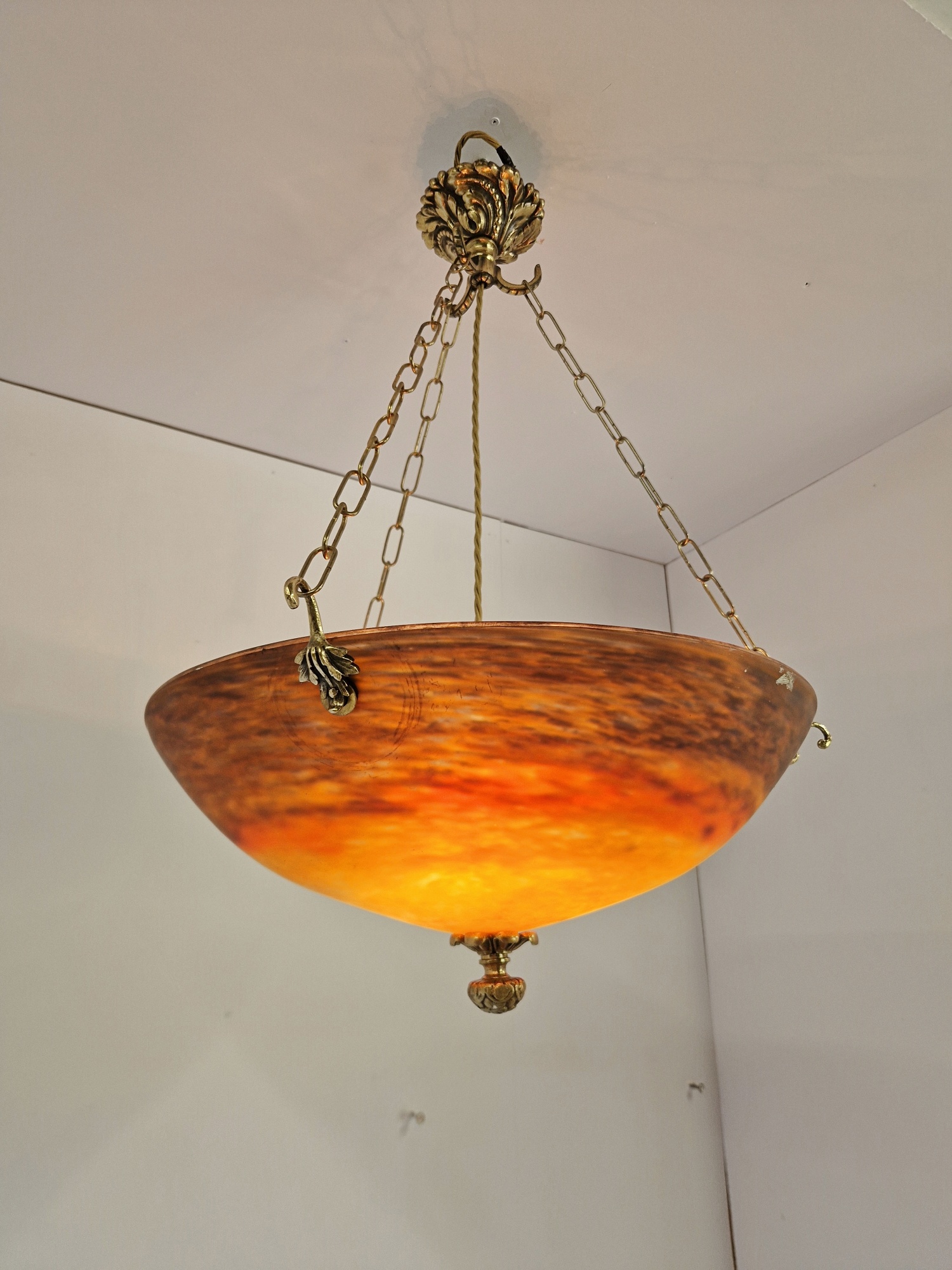 Muller Frères, Luneville | Large Pate-de-verre Plafonnier | France c.1920 | SOLD - Image 8