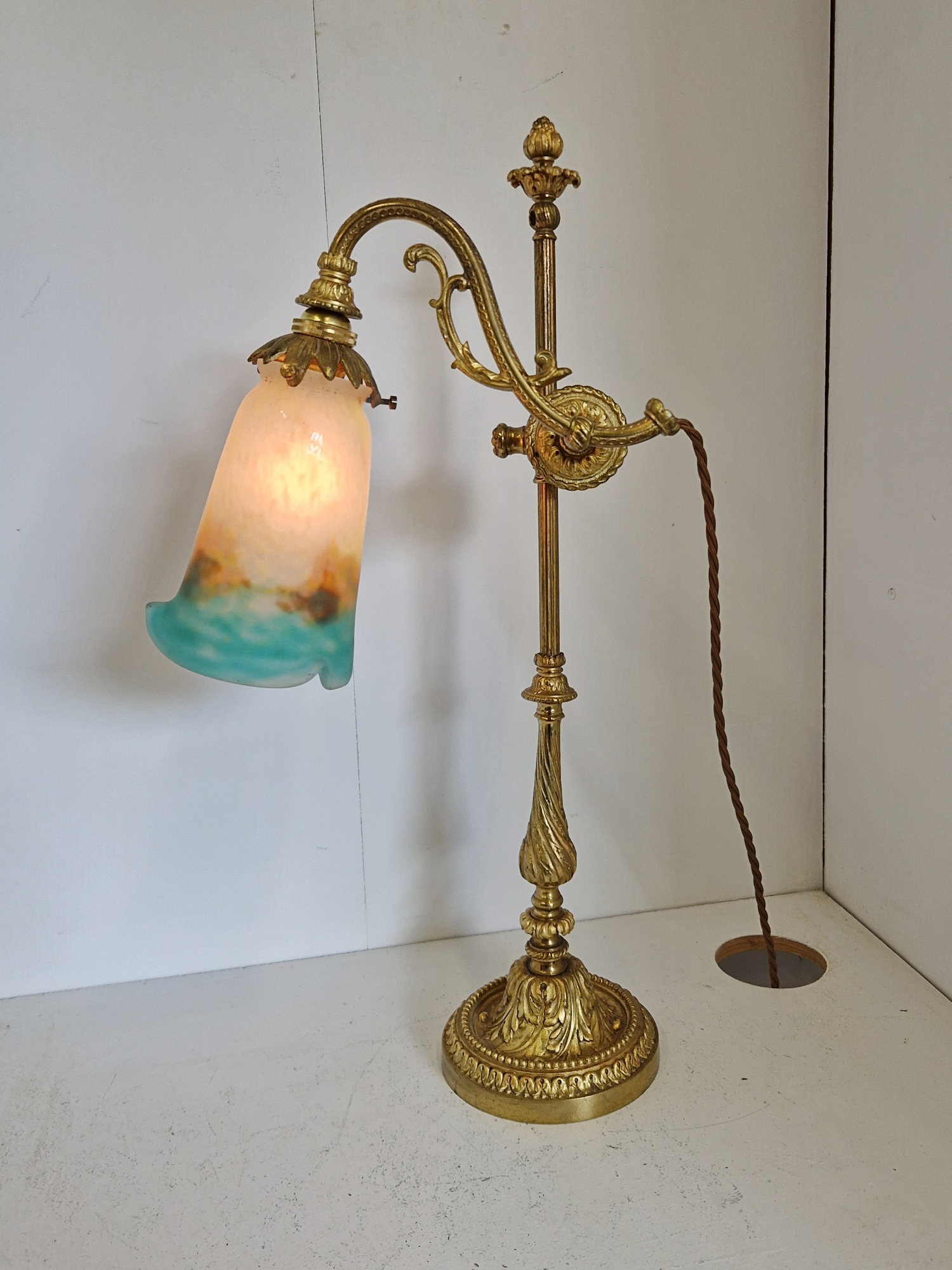 L'Universe F.D, Paris with Muller Frères, Luneville | Neo-Classical "Pump" Lamp | France c,1920 | SOLD - Image 2