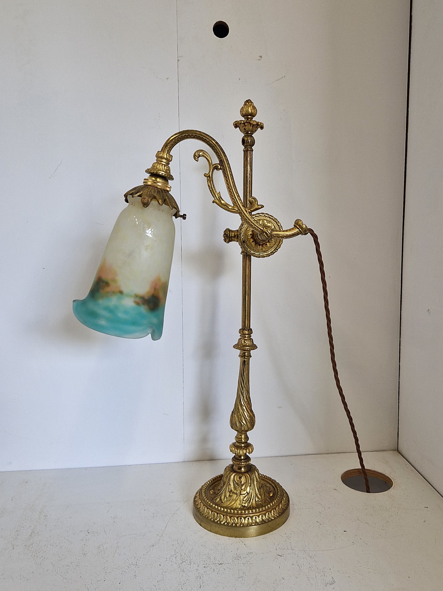 L'Universe F.D, Paris with Muller Frères, Luneville | Neo-Classical "Pump" Lamp | France c,1920 | SOLD - Image 3
