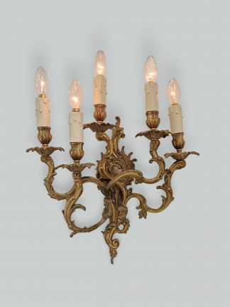 Unsigned | 2 Large "Rococo" 5-Light Candle Sconces | France 1st half c.20th
