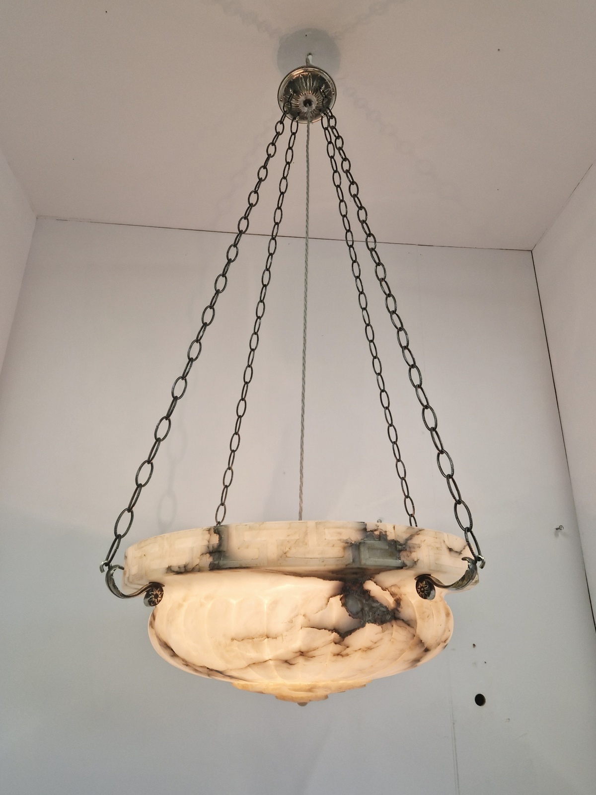 Unsigned | Monumental Neo-classical Alabaster Plafonnier | France c.1910-20 | SOLD - Image 2