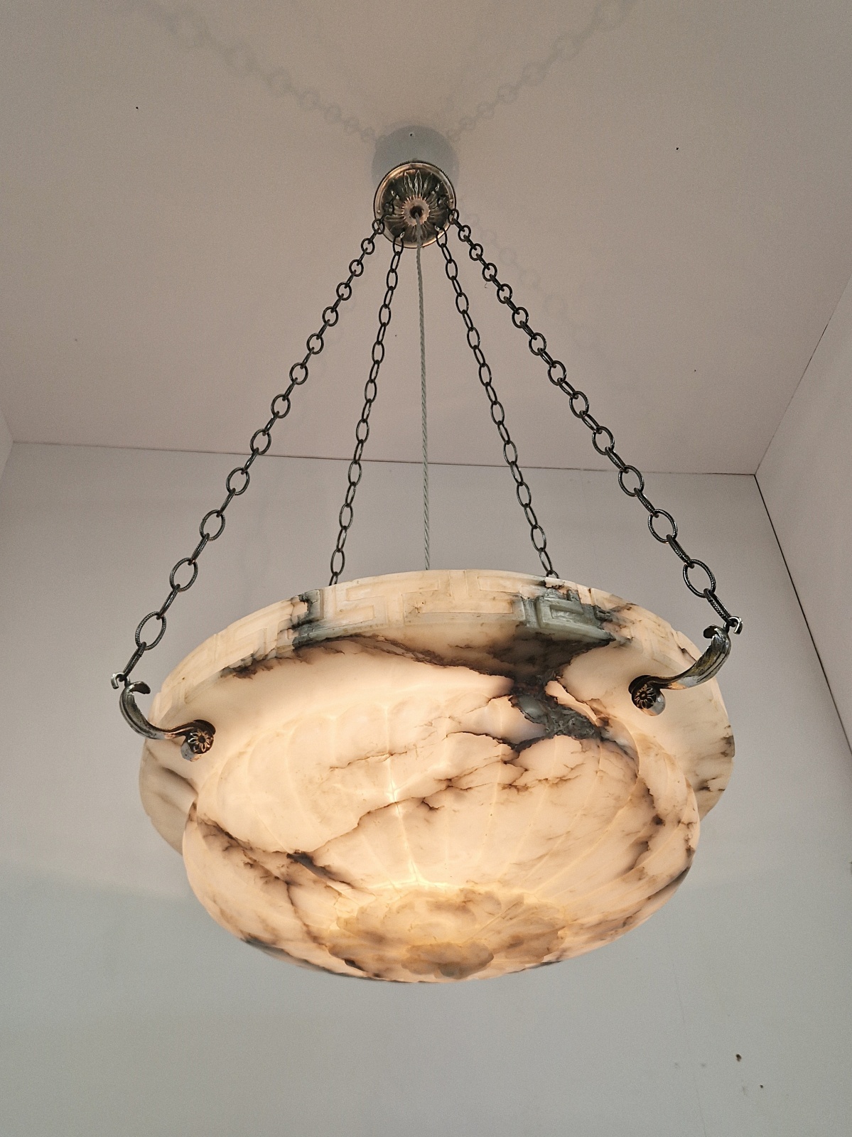 Unsigned | Monumental Neo-classical Alabaster Plafonnier | France c.1910-20 | SOLD - Image 4