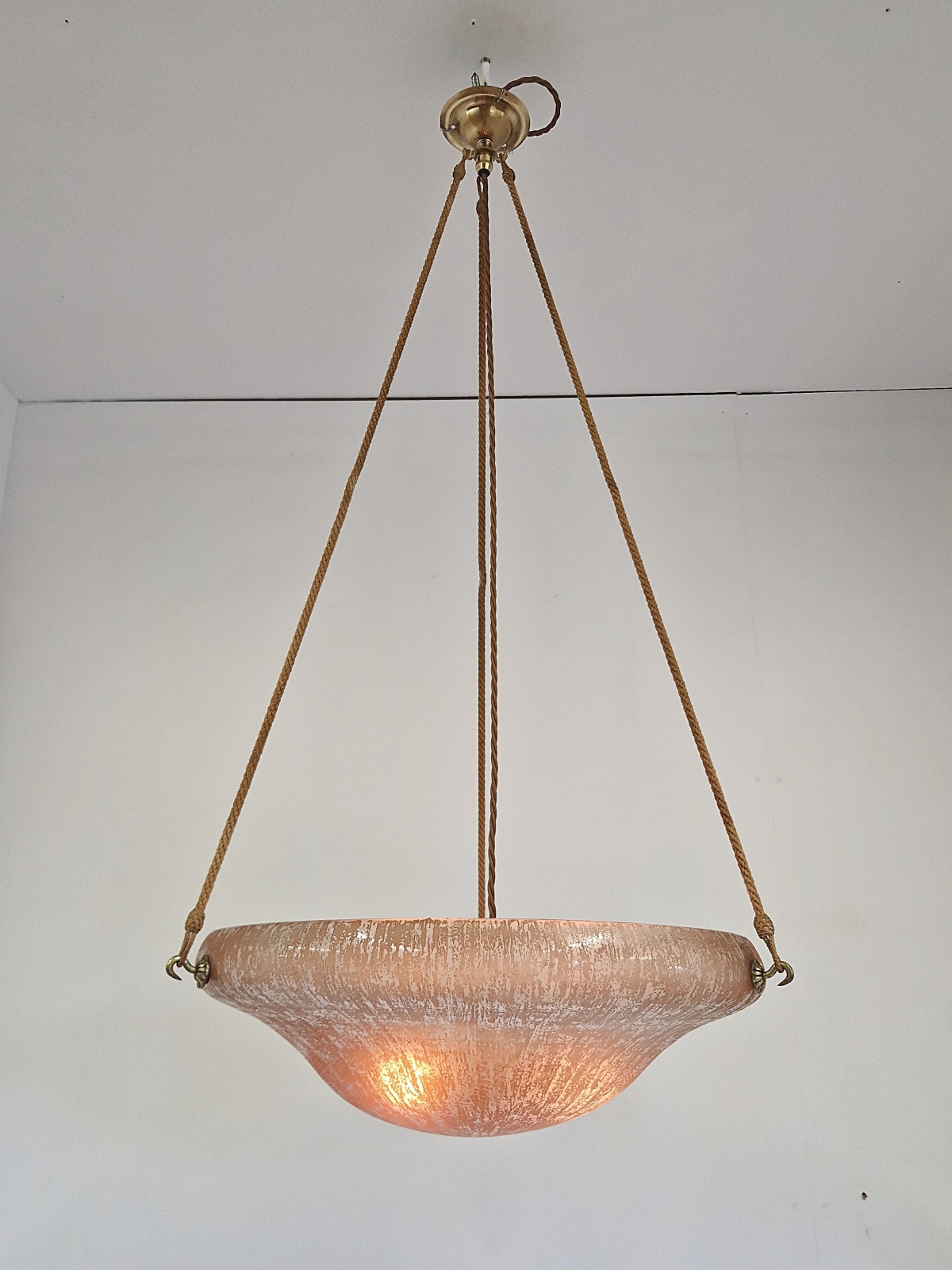 Daum Frères, Nancy | "Bark" Textured Art Deco Plafonnier | France c.1925 | SOLD - Image 2