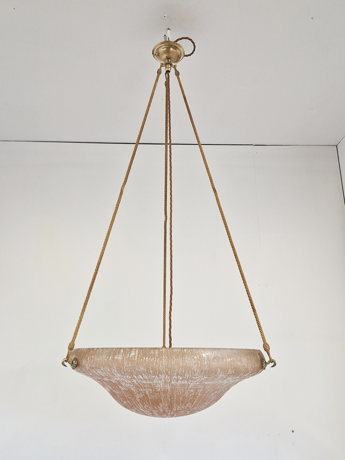 Daum Frères, Nancy | "Bark" Textured Art Deco Plafonnier | France c.1925 | SOLD - Image 3