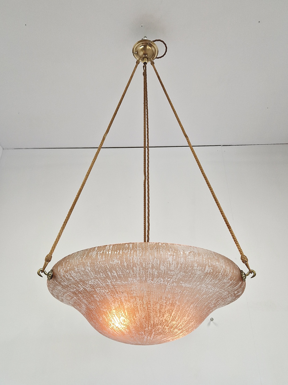 Daum Frères, Nancy | "Bark" Textured Art Deco Plafonnier | France c.1925 | SOLD - Image 4