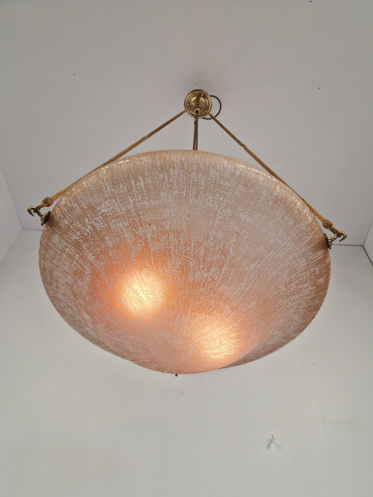 Daum Frères, Nancy | "Bark" Textured Art Deco Plafonnier | France c.1925 | SOLD - Image 6