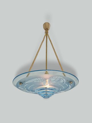 André Delatte, Nancy | Blue Art Deco Plafonnier | France c.1925