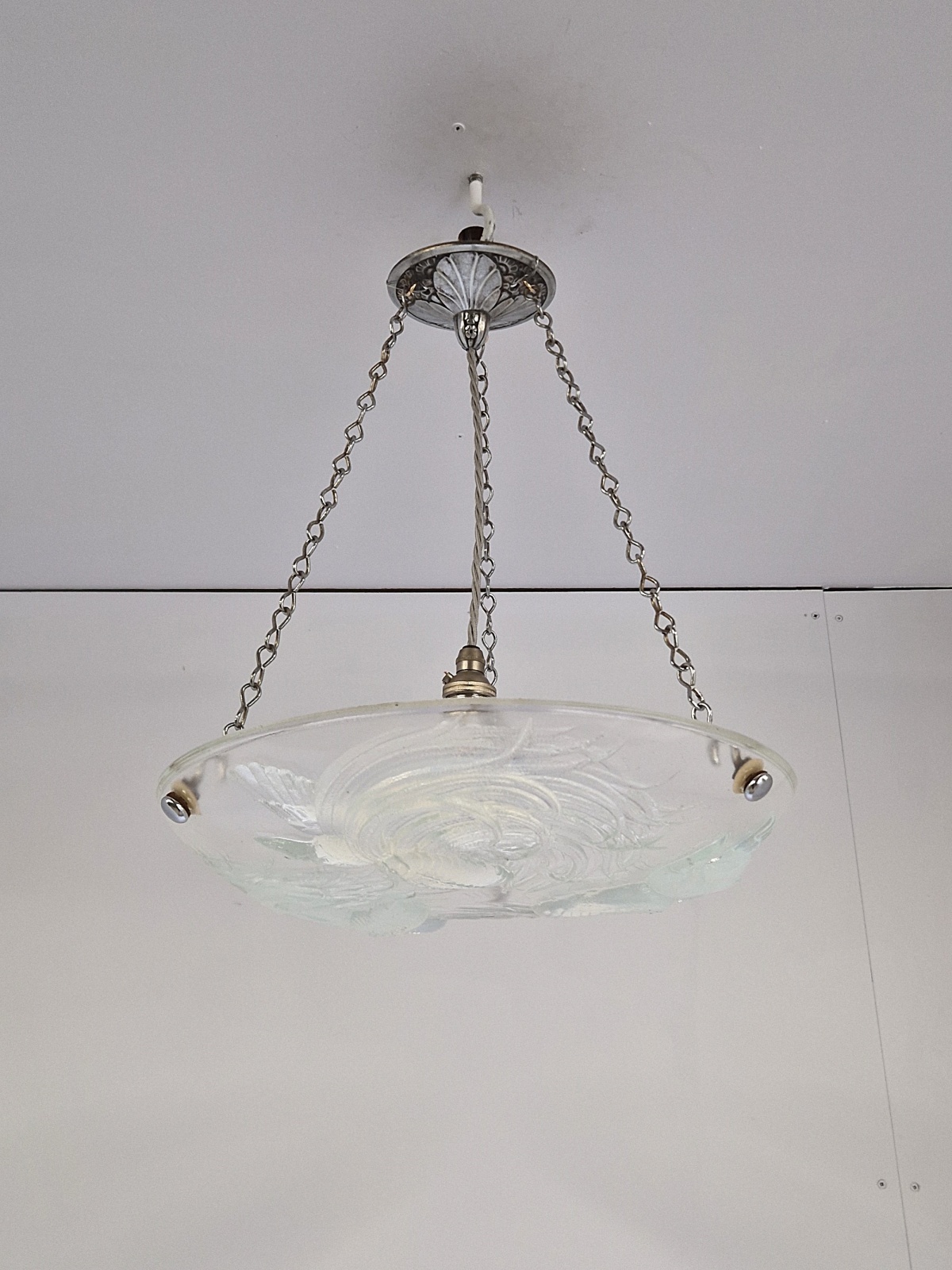 Ernst-Marius Sabino | "Les Oiseaux" Opalescent glass plafonnier | France c.1930 - Image 3