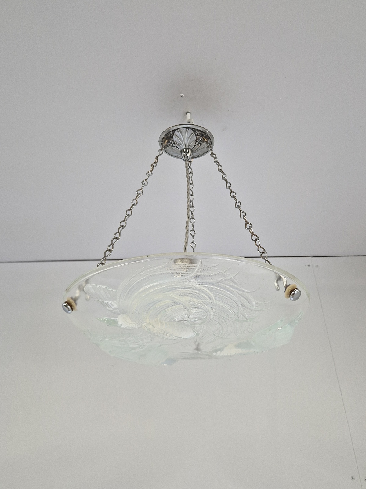 Ernst-Marius Sabino | "Les Oiseaux" Opalescent glass plafonnier | France c.1930 - Image 5