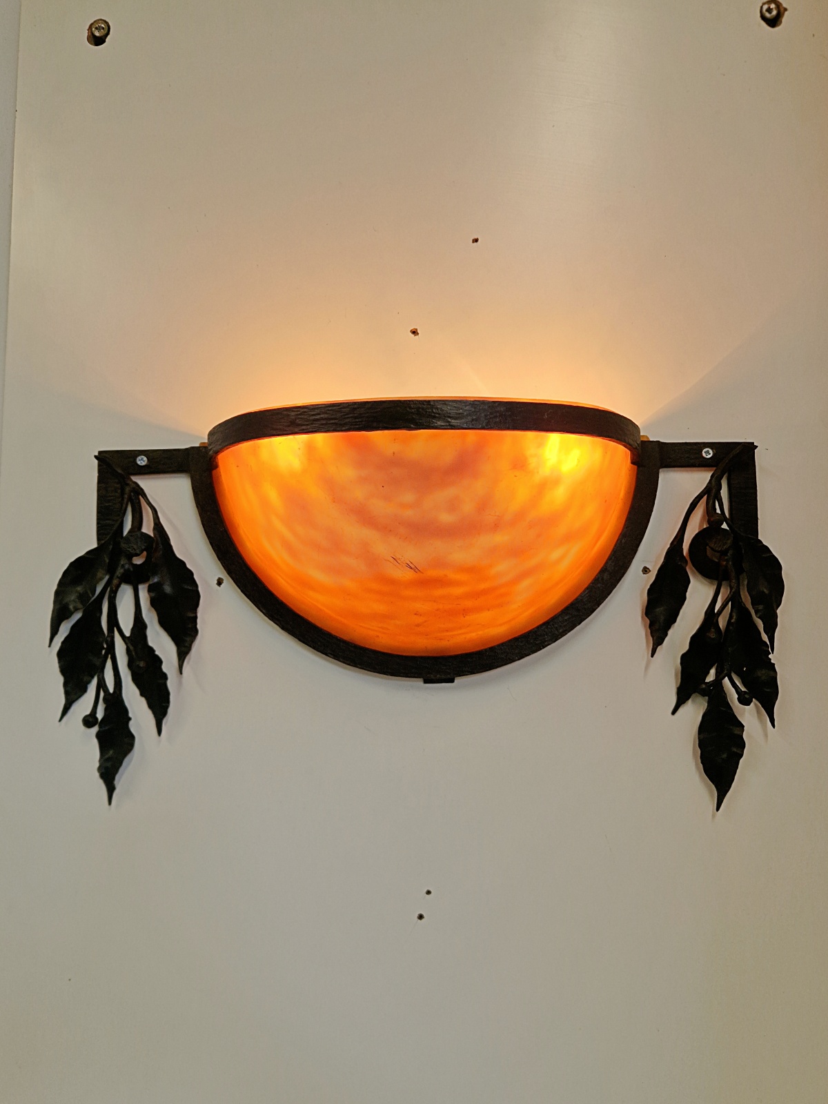 Daum Frères, Nancy | 2 Wrought-Iron & Pate-de-verre Wall Lights | France c.1925 - Image 2