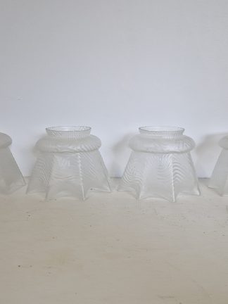 Unsigned |  Collection of 4 Satin-Glass Gas Shades | C.1900