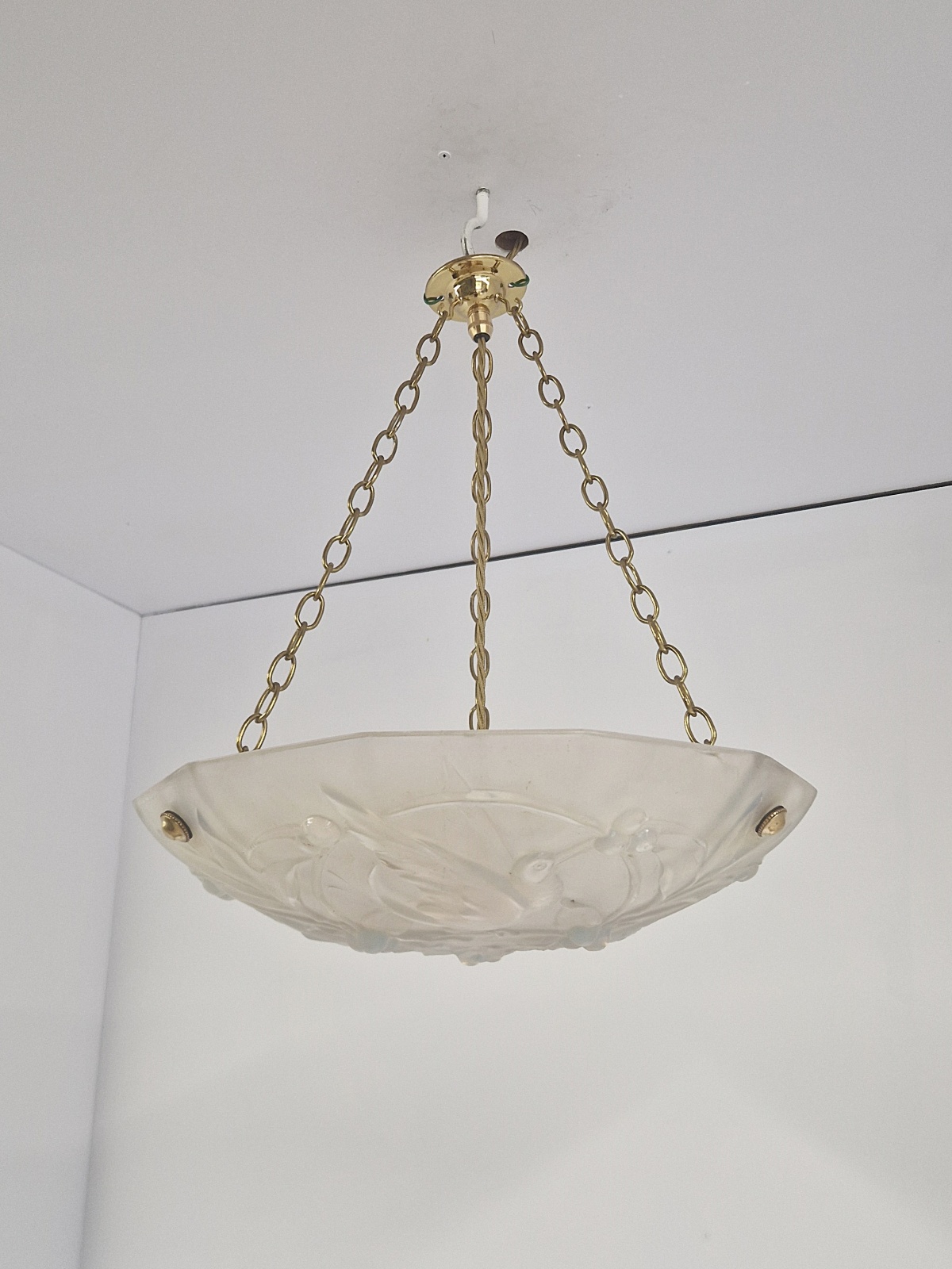 Style of Ernst Marius Sabino | Opalescent glass plafonnier | France c.1930 | SOLD - Image 3