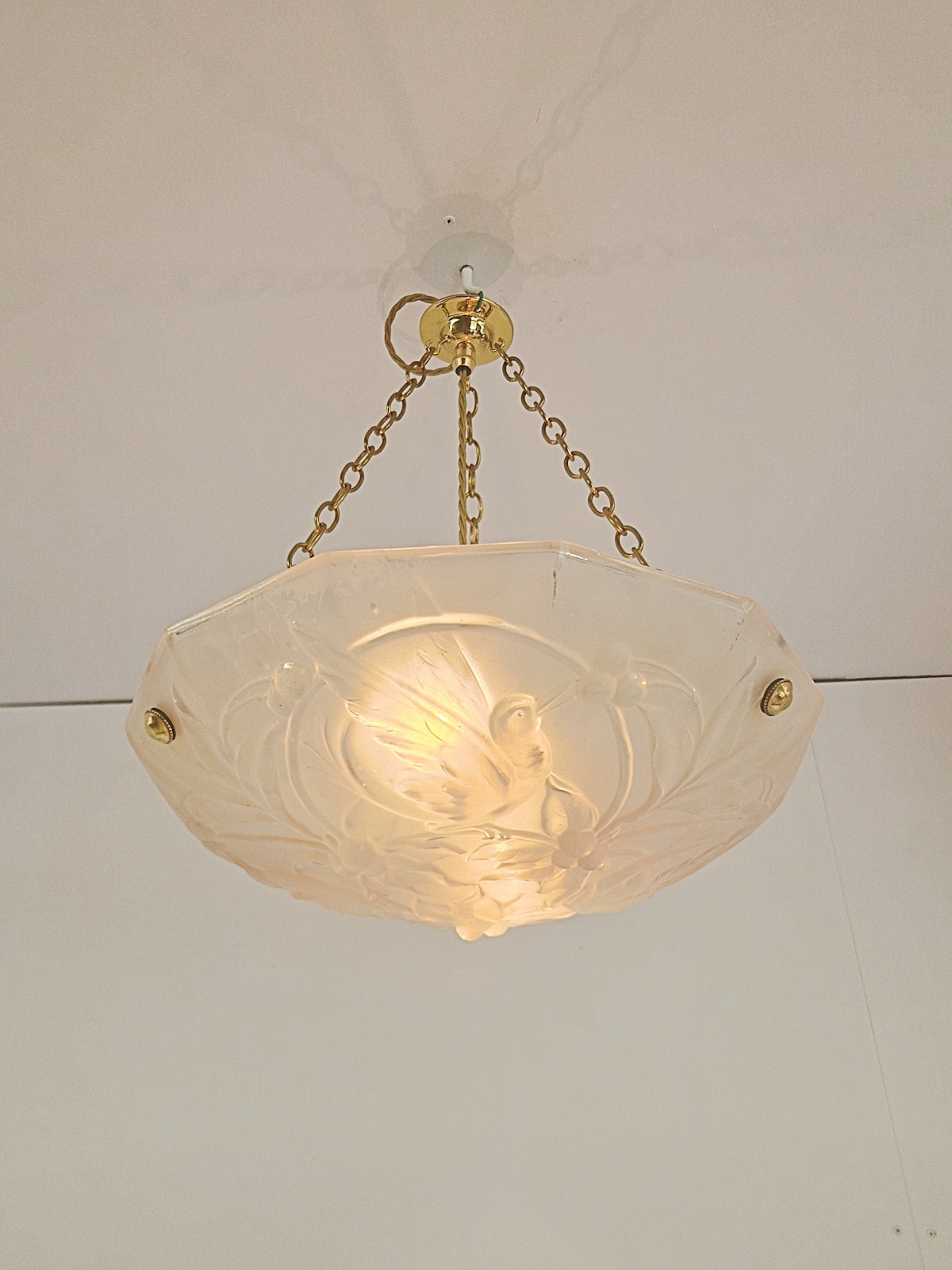 Style of Ernst Marius Sabino | Opalescent glass plafonnier | France c.1930 | SOLD - Image 4