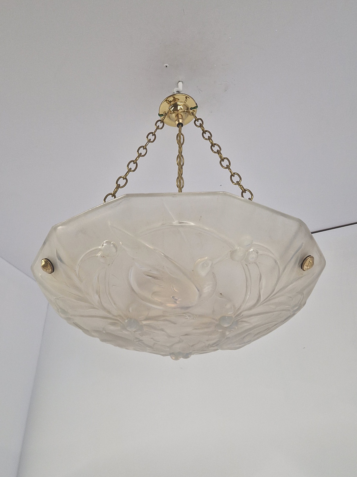 Style of Ernst Marius Sabino | Opalescent glass plafonnier | France c.1930 | SOLD - Image 5