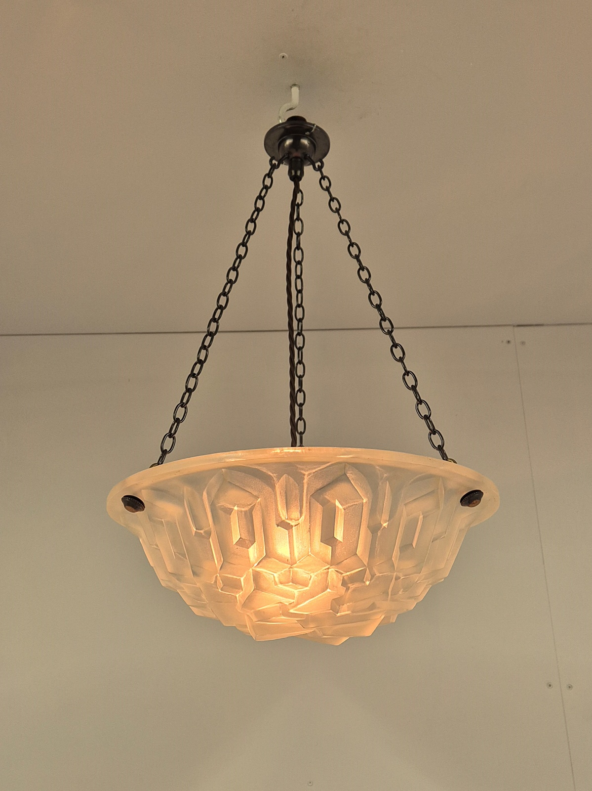 Verrerie D'art Degué | Frosted Art Deco Plafonnier | France c.1930 | SOLD - Image 2