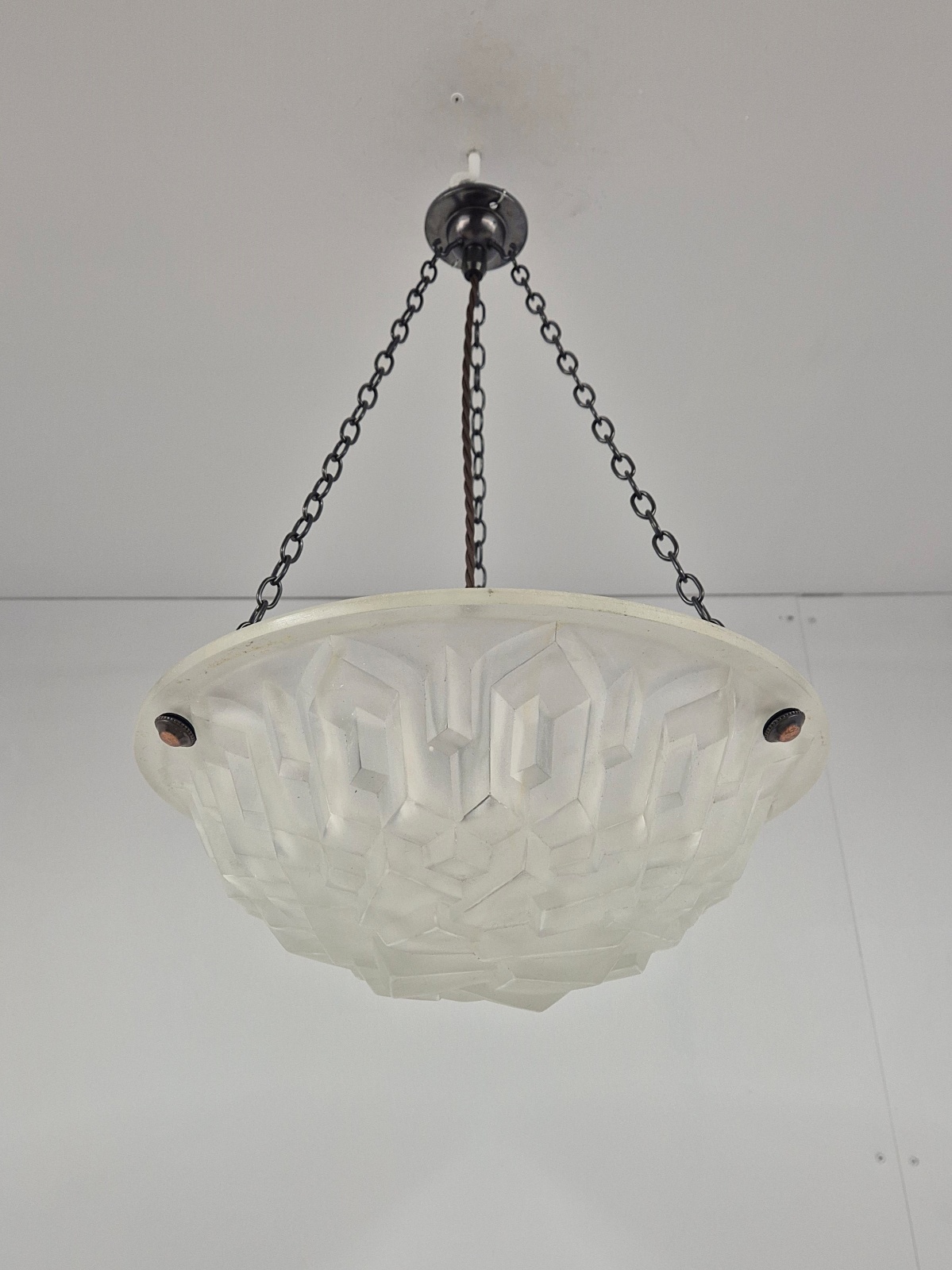 Verrerie D'art Degué | Frosted Art Deco Plafonnier | France c.1930 | SOLD - Image 5