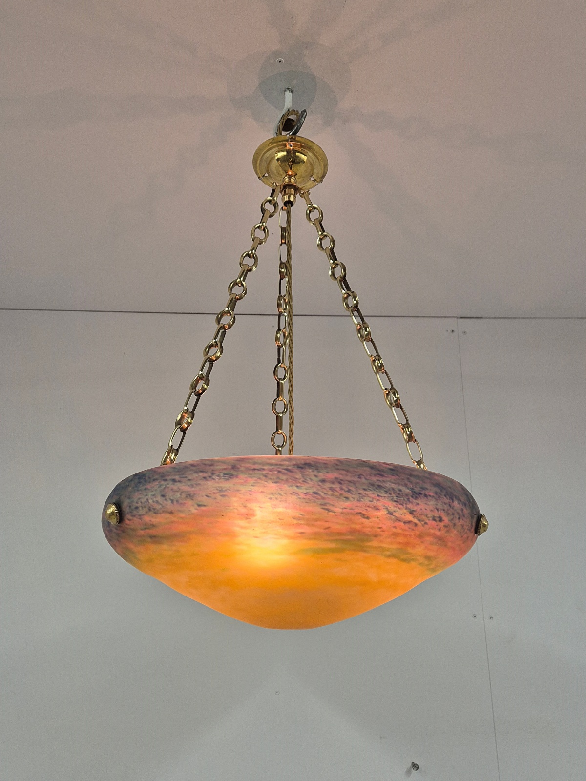 Muller Fréres, Luneville | Pate-de-verre Plafonnier | France c.1930 - Image 2