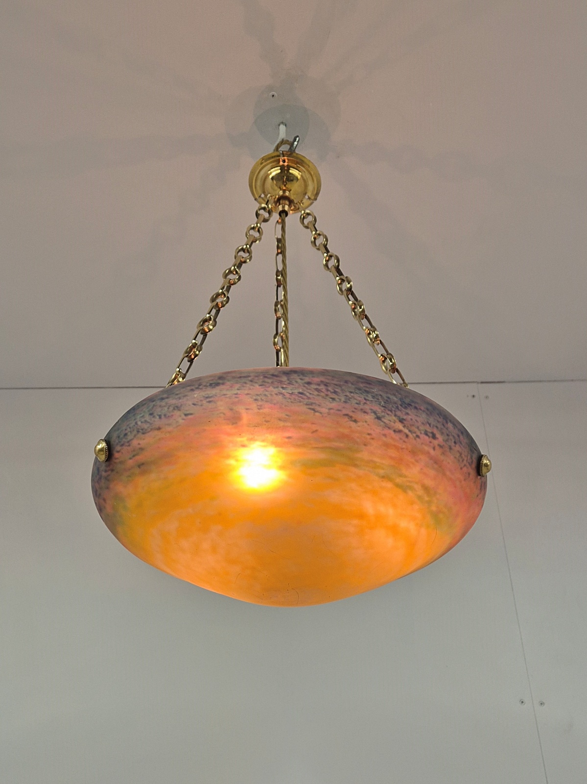 Muller Fréres, Luneville | Pate-de-verre Plafonnier | France c.1930 - Image 4