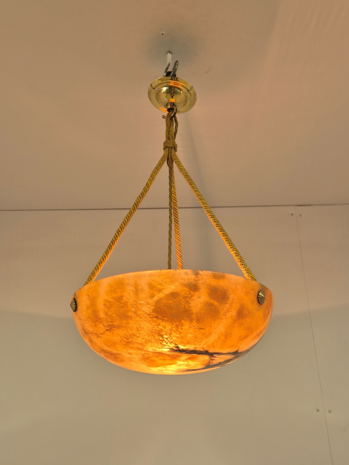 Unsigned | Small Alabaster Plafonnier | France c.1925 | SOLD - Image 2