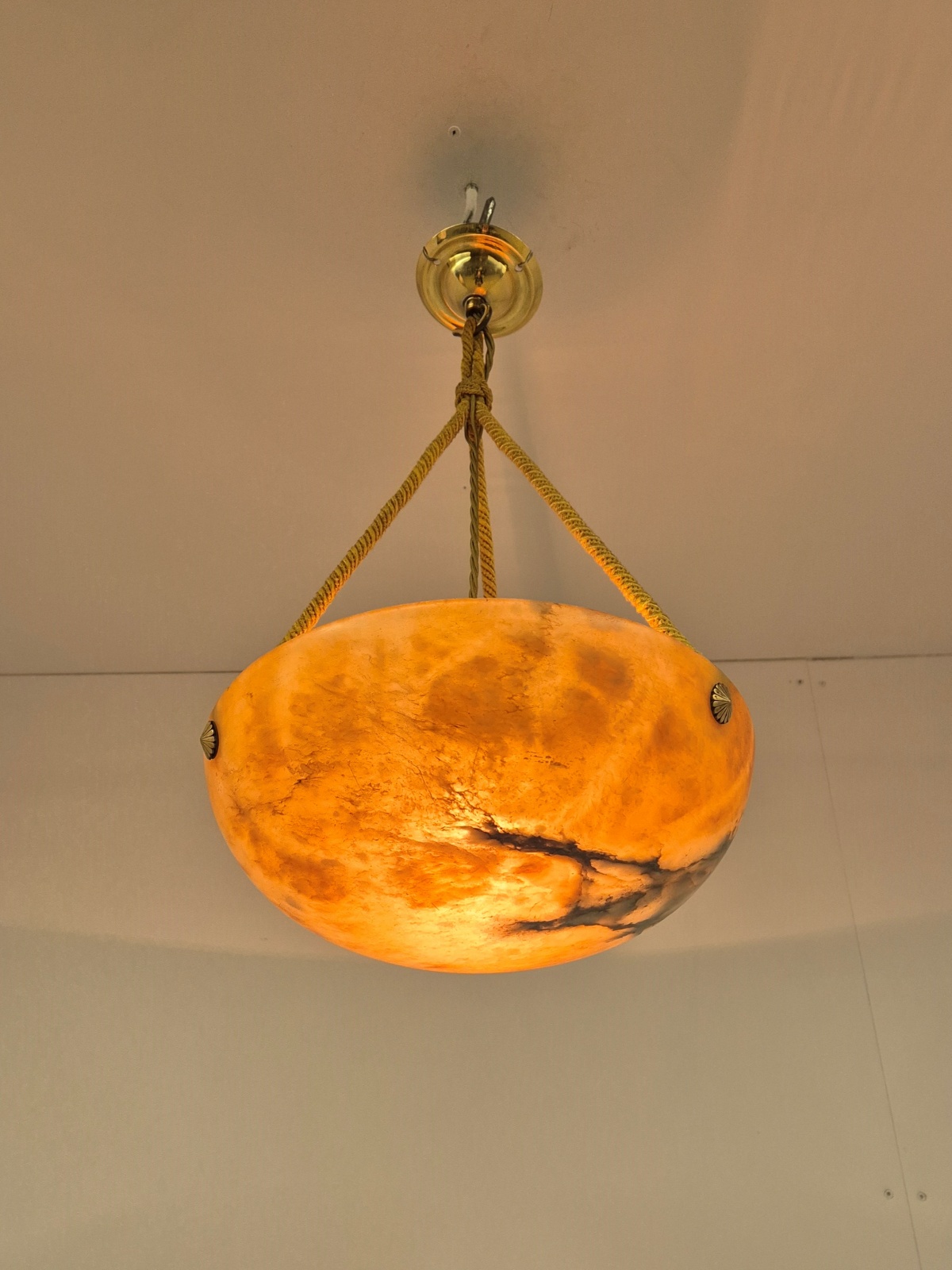 Unsigned | Small Alabaster Plafonnier | France c.1925 | SOLD - Image 4