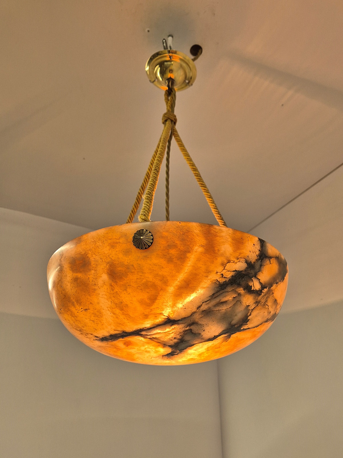 Unsigned | Small Alabaster Plafonnier | France c.1925 | SOLD - Image 6