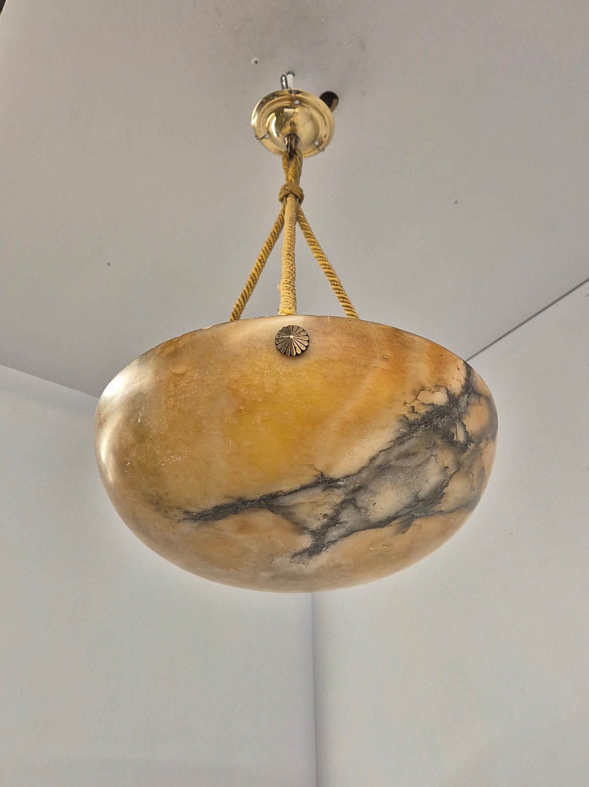 Unsigned | Small Alabaster Plafonnier | France c.1925 | SOLD - Image 7