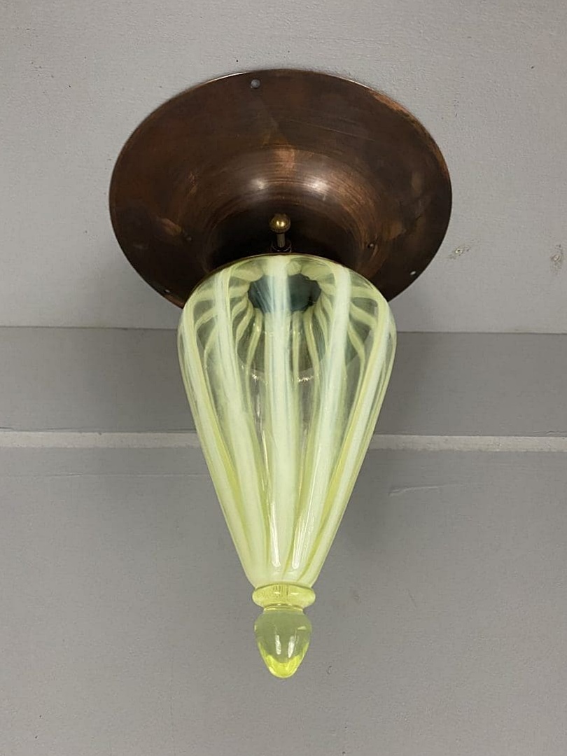 The Birmingham | Antique Copper Arts & Crafts Flush Mount | Concical-knop Lampshade - Image 2